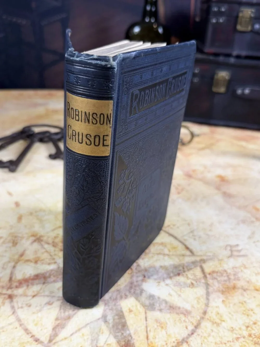 Antique Robinson Crusoe Alta Edition Hardcover Book | Victorian c. 1881-1895